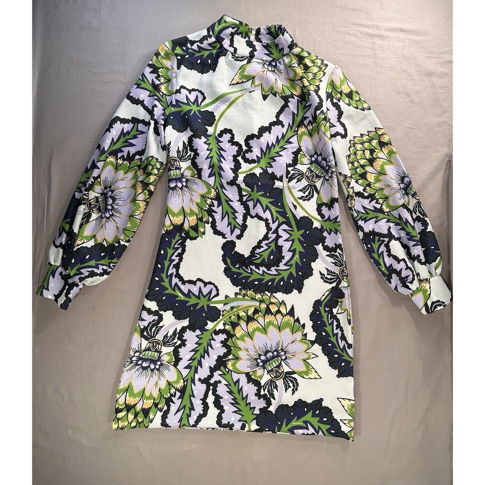 CK Bradley Floral Paisley Long Sleeve Mini Dress Women's XS Hippie